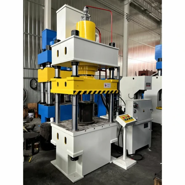 200 ton three beam four column hydraulic press left side view heavy duty machine