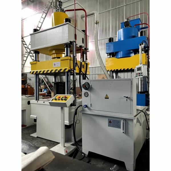 200 ton three beam four column hydraulic press right side view industrial equipment