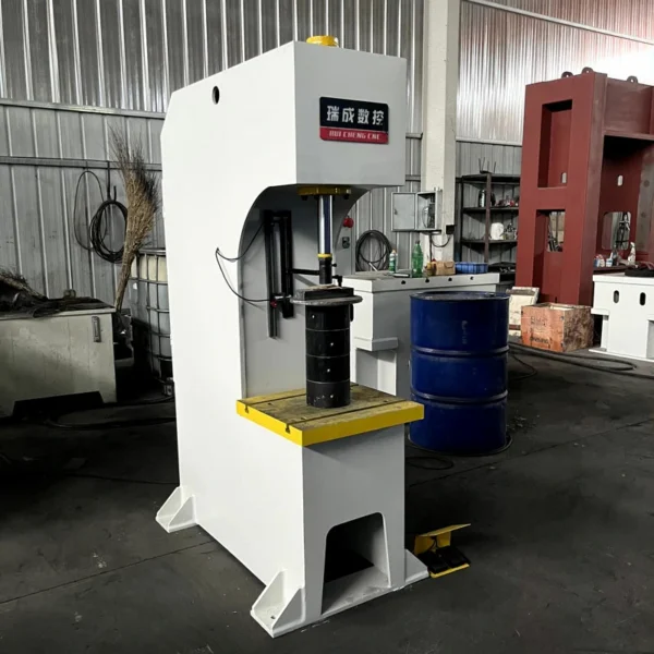 10 ton single arm hydraulic press left side view with 500x400mm worktable and compact frame