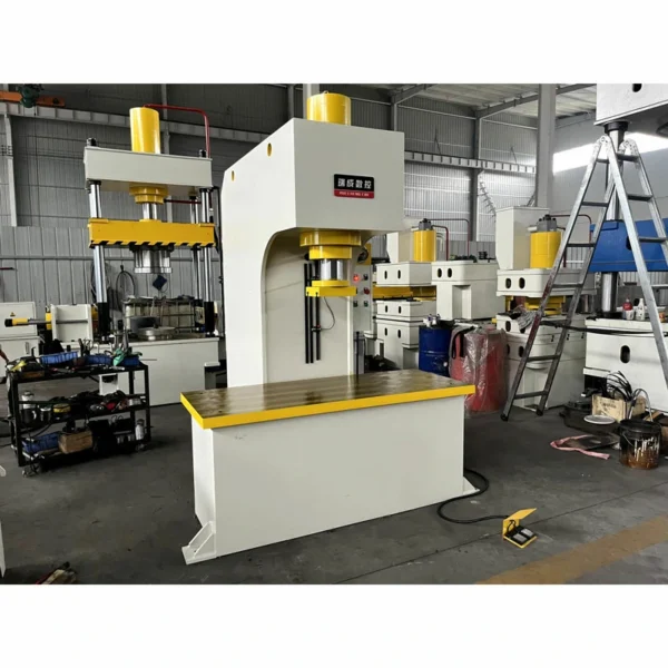 single arm hydraulic press left side view with 1800mm worktable