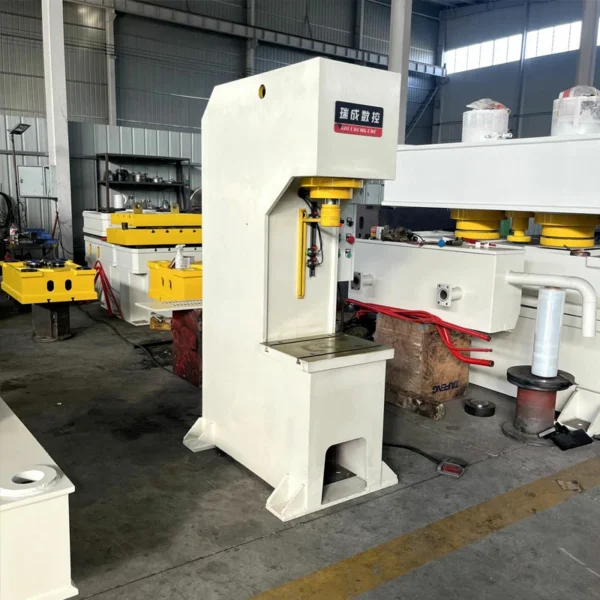 single arm hydraulic press left side view with variable frequency drive