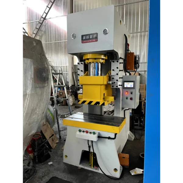 100 ton hydraulic punch press right view with lower ejector cylinder